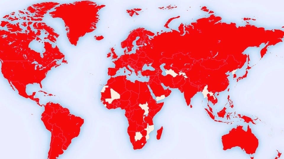 هكذا غزا كورونا العالم(صورة خارطة الكرة الأرضية)
