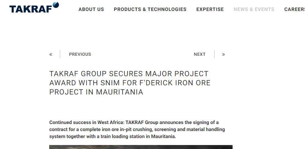 مصادر اقتصادية: شركة سنيم توقع عقدا مع شركة TAKRAF (…)