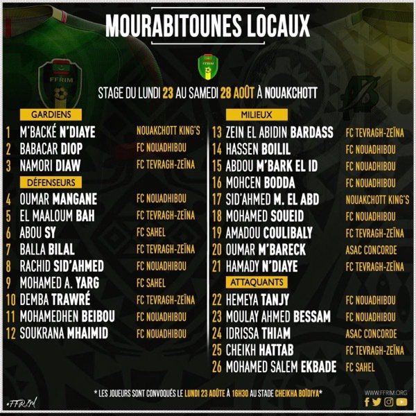 مارتينز يختار 26 لاعبًا لمعسكر موريتانيا(الأسماء)